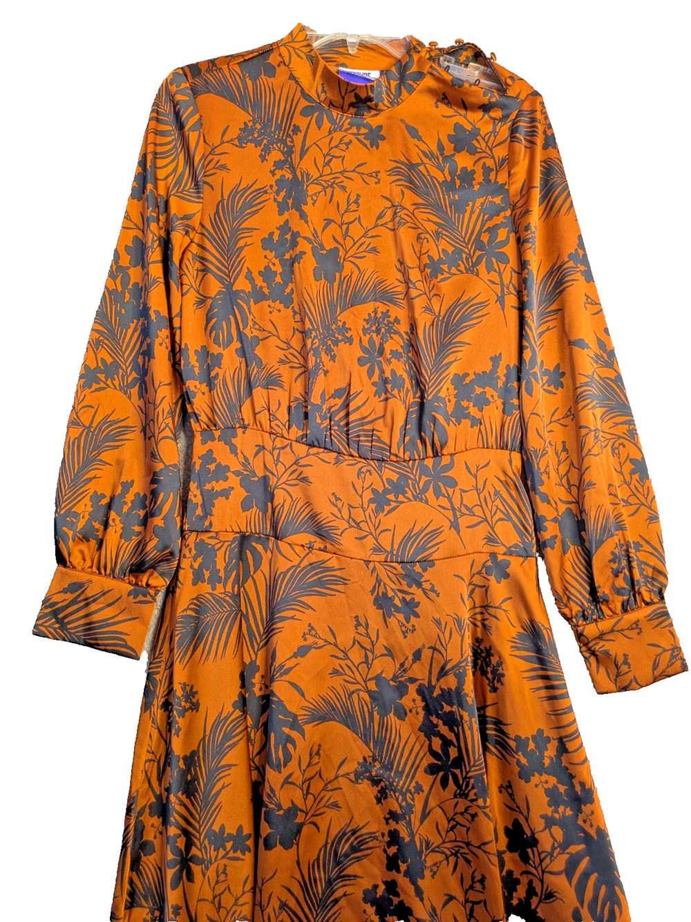 Future Collective Women’s Brown Dress Small S NWT Long Sleeve Mock Neck Flowy